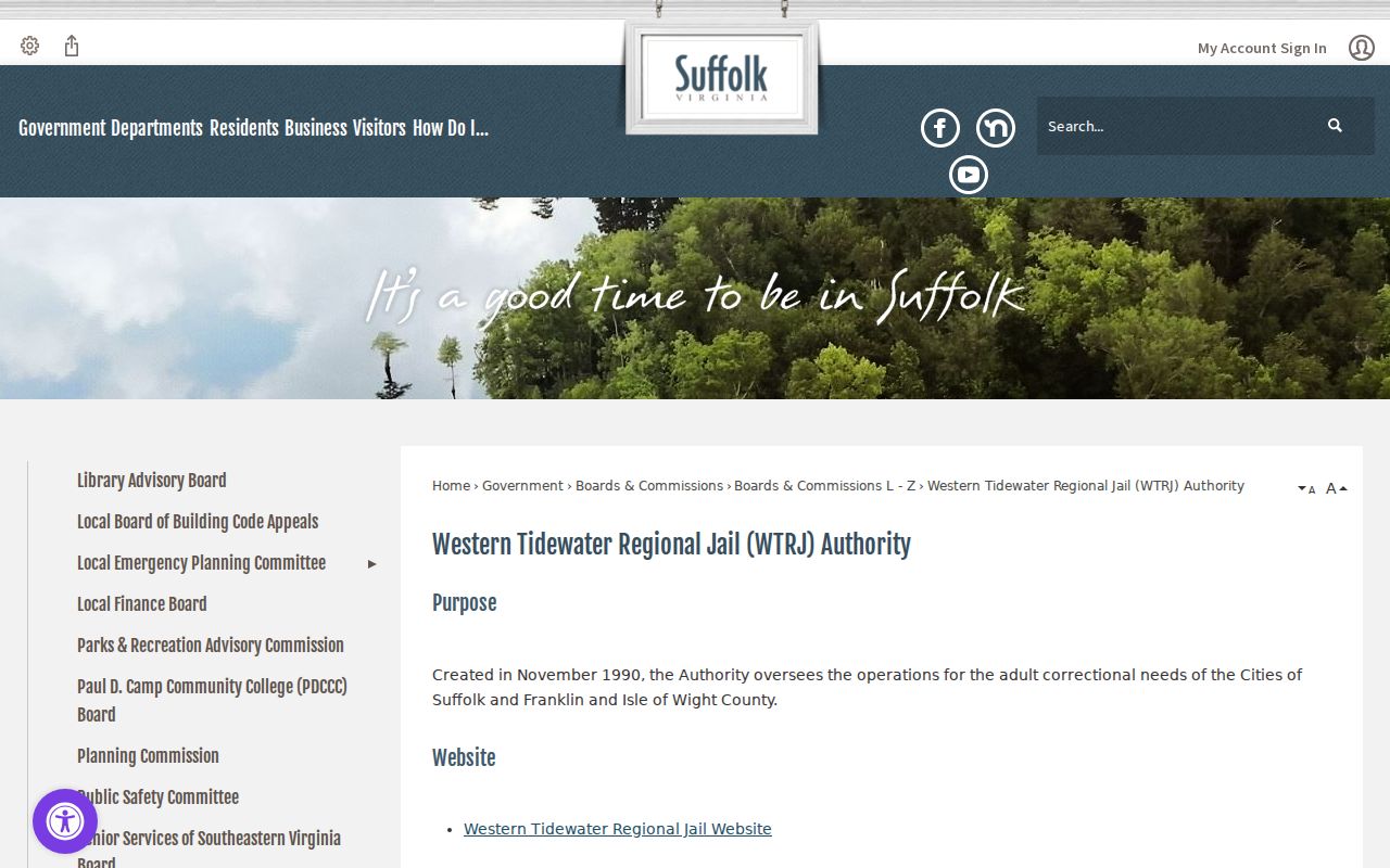 Suffolk arrest booking through the Western Tidewater Regional Jail Authority