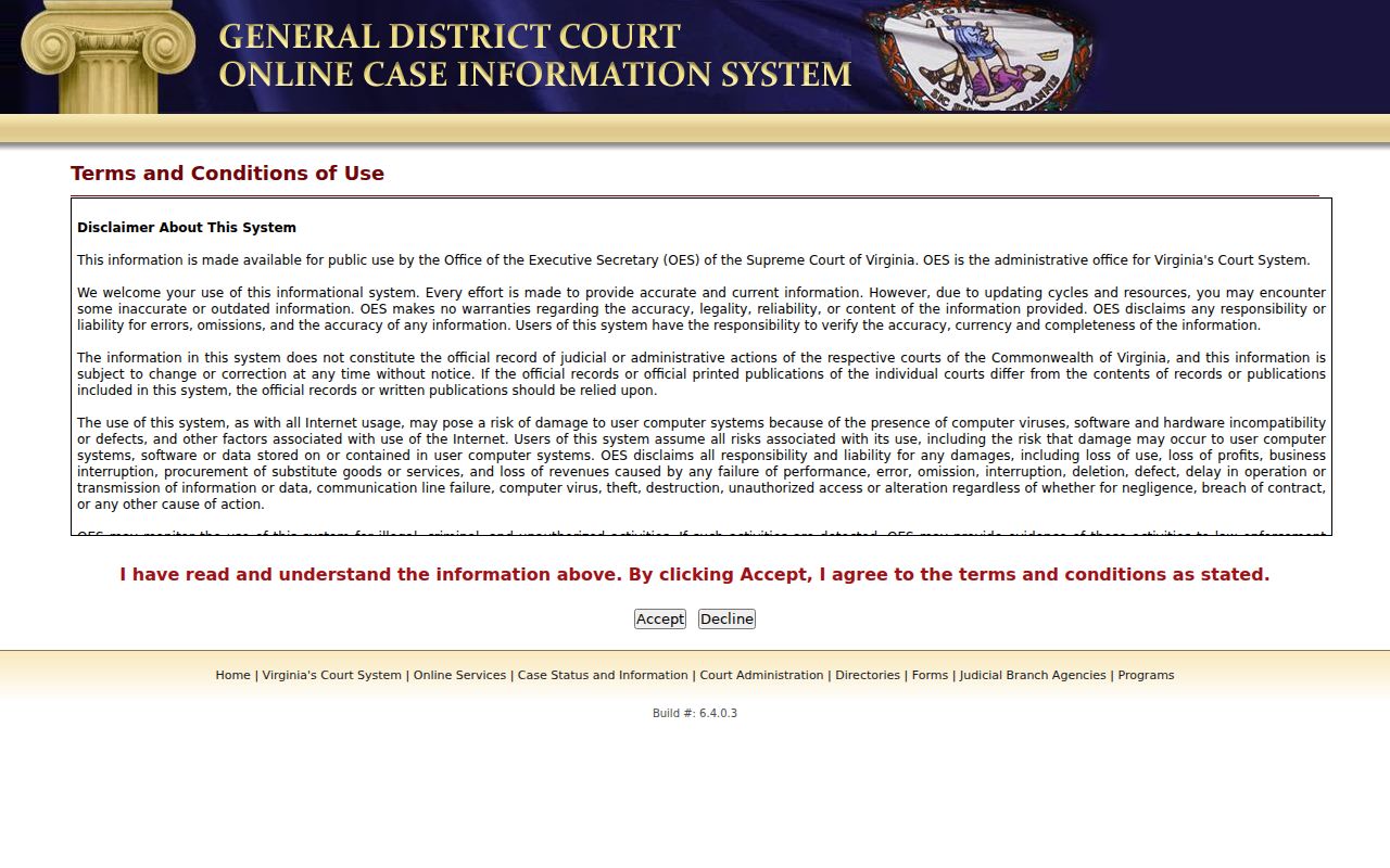 Virginia General District Court Case Information search interface for Suffolk cases