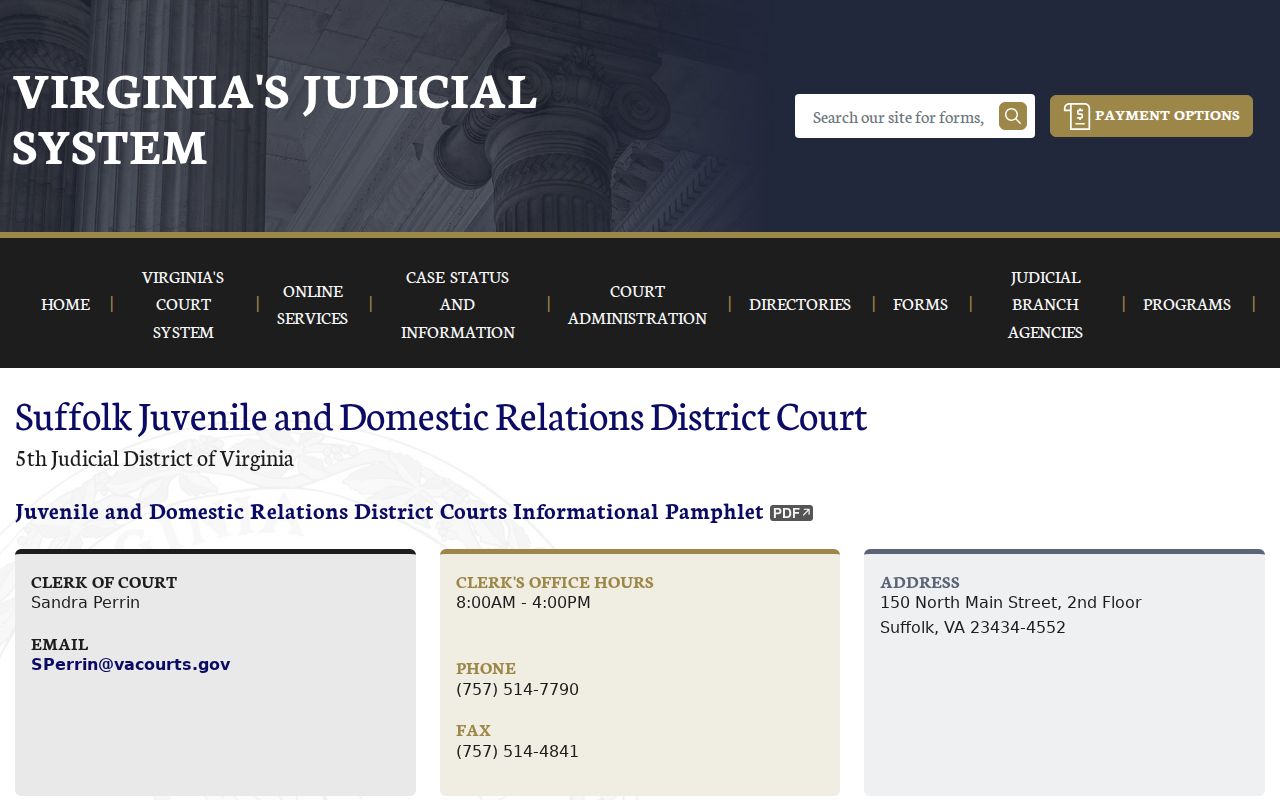 Official Suffolk Juvenile and Domestic Relations District Court page